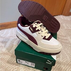 Puma Cali Dream Ivy League Cream and Maroon Retro Sneaker w/ Chunky Midsole 9